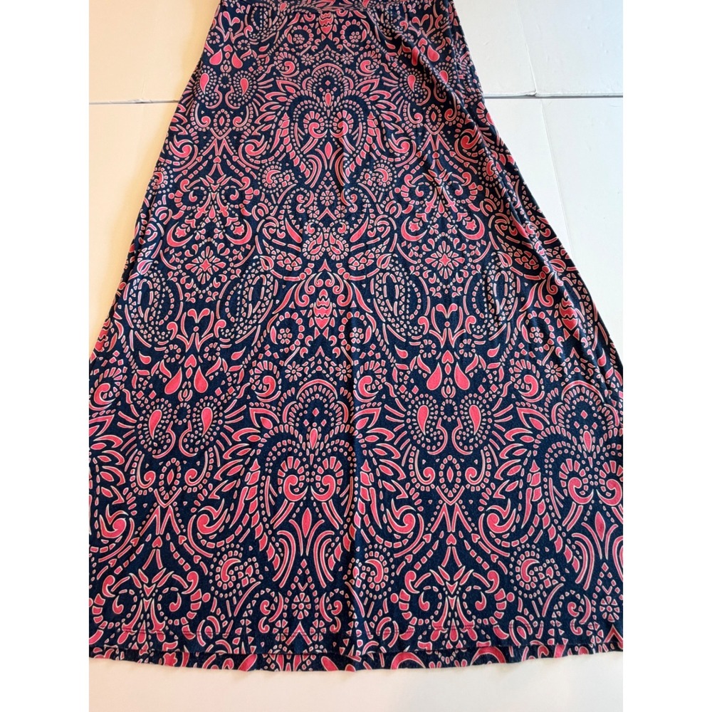 Cynthia Rowley Pink Navy Paisley Medallion Maxi Skirt Medium Stretch A-Line - Picture 2 of 6